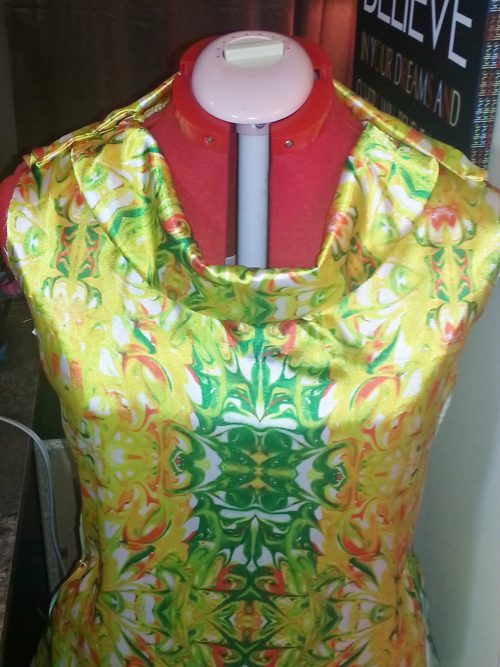 Satin blouse "Golden Marble Fields" fabric