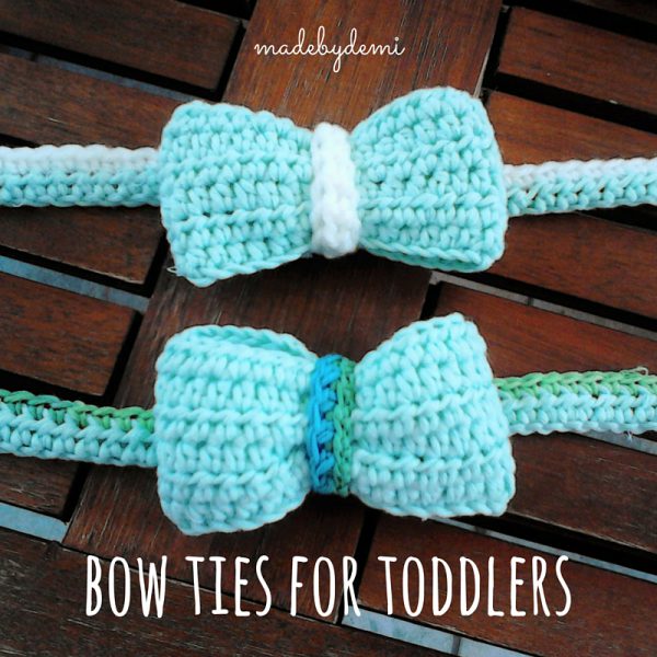 Crochet Bow Ties for Toddlers by Made by Demi - https://madebydemi.wordpress.com/2016/07/07/bow-ties-for-toddlers