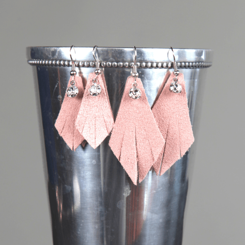 Pink bling close-up earrings